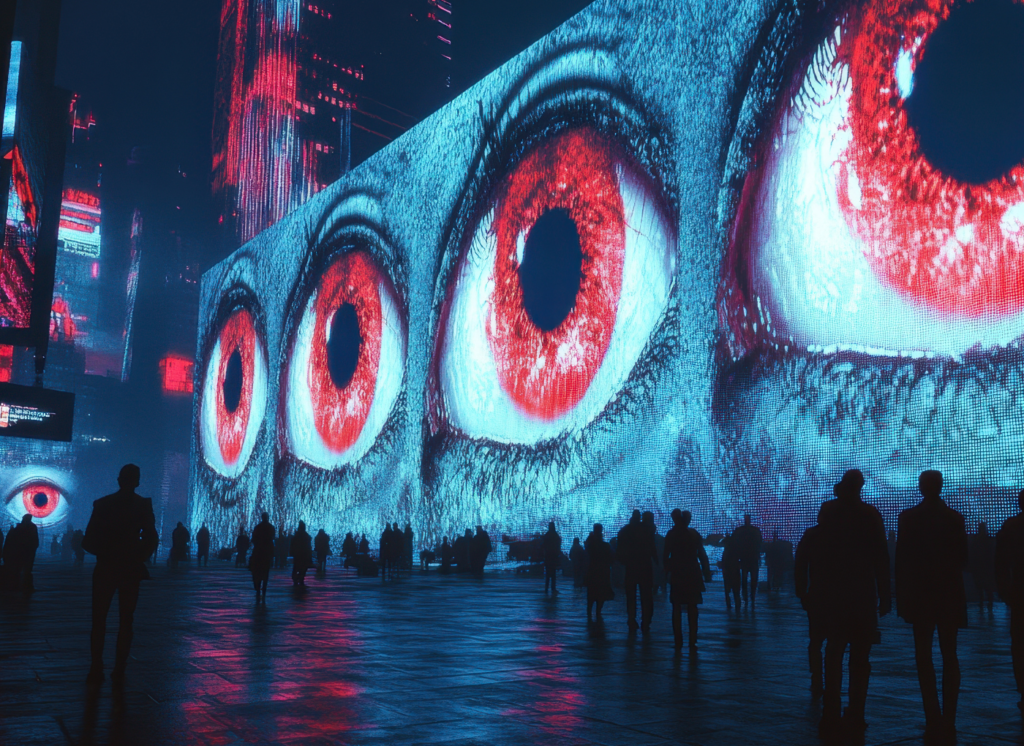 Surealna ilustracija očiju i ulice