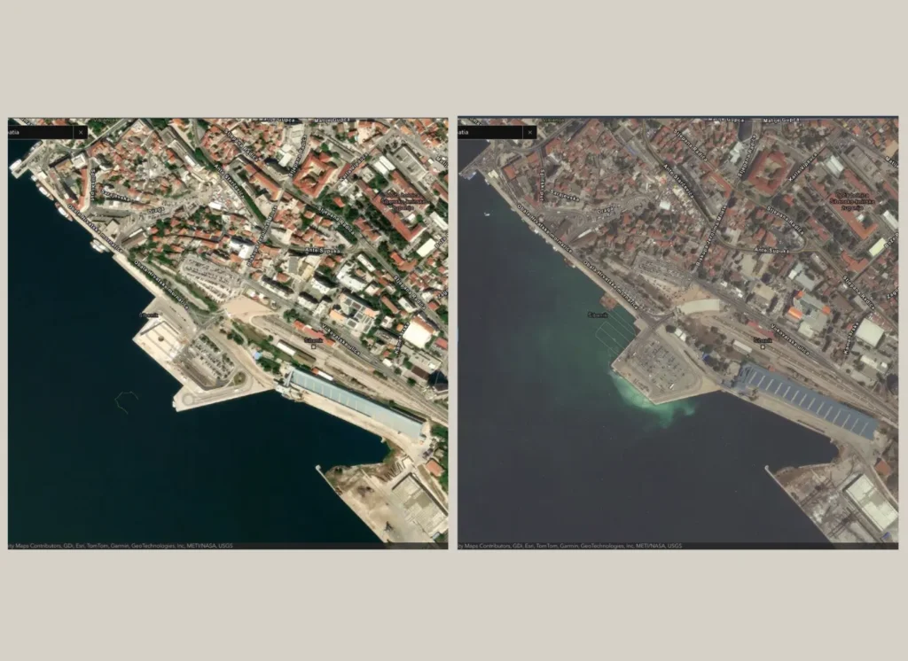 satelitski-pogled-ilustracija1 | Šigureca Satelitske snimke dostupne svima bilježe promjene na šibenskom gatu Vrulje, ali što tek vide špijuni