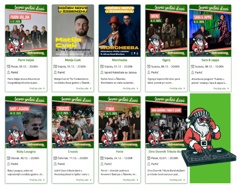 Sve o šibenskoj Adventuri i dočeku Nove godine: Bogat program stalno se nadopunjava
