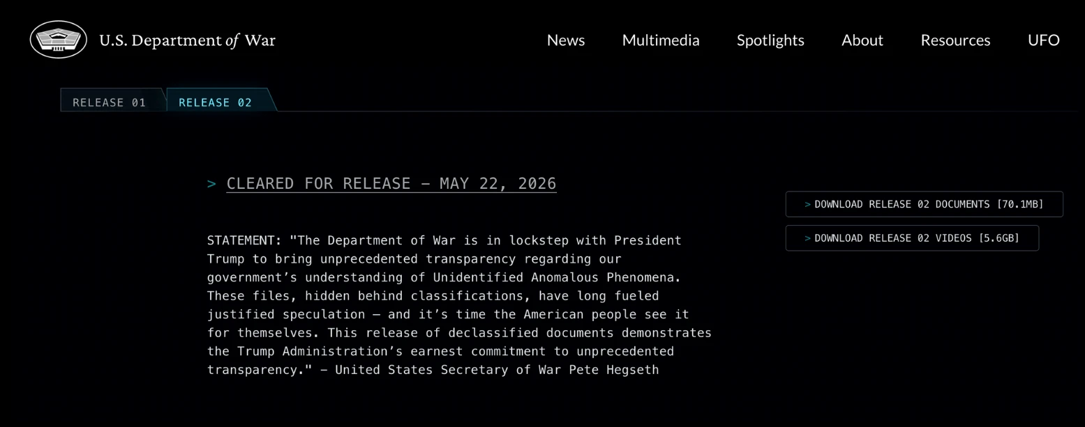 ufo-department-of-war-screenshot Pentagon objavio još NLO građe: ‘Ako ovo nije ljudska tehnologija, riječ je o najvećem otkriću u povijesti’