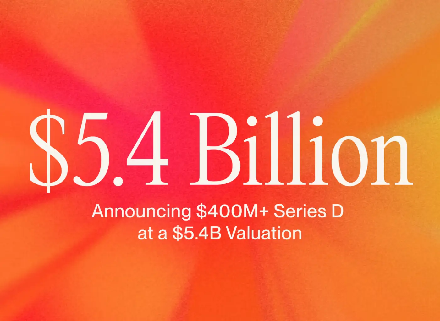 Na račun im ‘sjelo’ 400 milijuna dolara: Suno je upravo pokrenuo program Spark za potporu neovisnim glazbenicima'$5.4 Billion' with smaller text about $400M+ Series D and a $5.4B valuation on an orange background