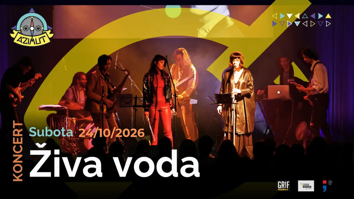 ziva-voda Živa Voda u Azimutu izvodi Mišu u neviđenom izdanju'Subota 24/10/2026' and 'Živa voda' overlaid.